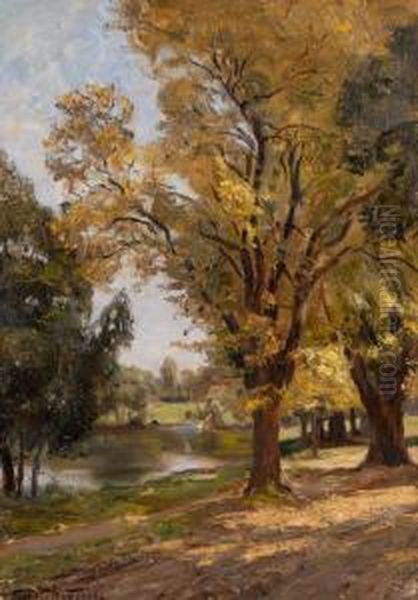 Early Fall Landscape Oil Painting by Theodor Wedepohl