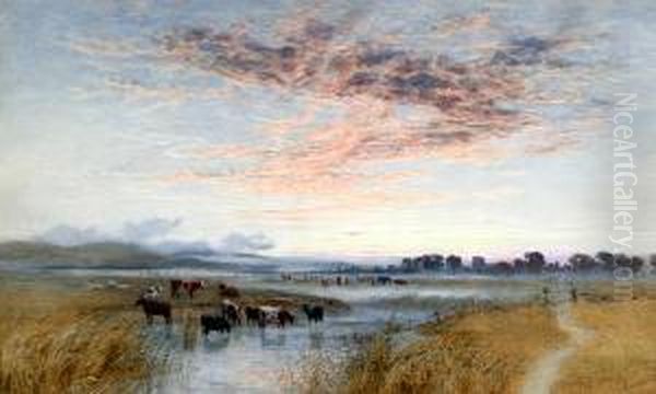 Evening After Rain, Pevensey Oil Painting by Augustus Watford Weedon