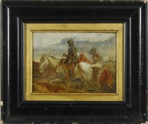 Knights On Horseback Oil Painting by Frederick Weekes