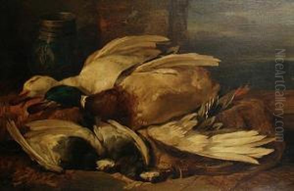 Still Life Of Dead Game Oil Painting by Henry Weekes