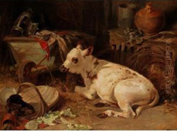 The Little Calf Oil Painting by Henry Weekes