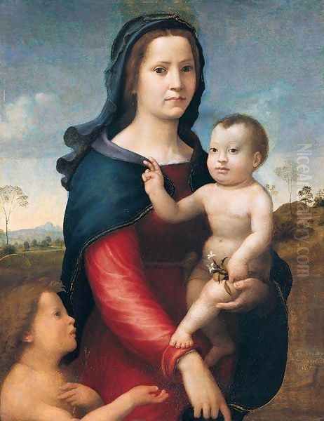 The Madonna and Child with the Infant St John the Baptist 1515-18 Oil Painting by Giuliano Bugiardini