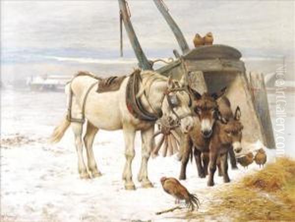 Winterfriends Oil Painting by Herbert William Weekes