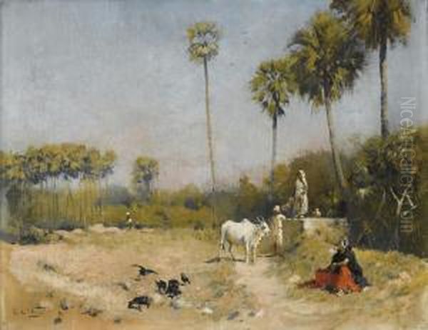 Puits En Inde Du Sud Oil Painting by Edwin Lord Weeks