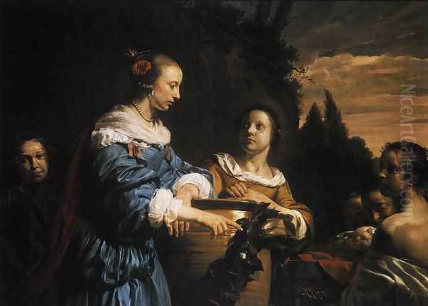 Pharaoh's Daughter with Her Attendants and Moses in the Reed Basket 1661 Oil Painting by Jan De Bray