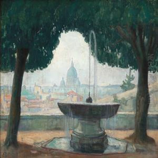 Udsigt Over Roma Fra Monte Pincio Oil Painting by Einar, Lili Elbe Wegener