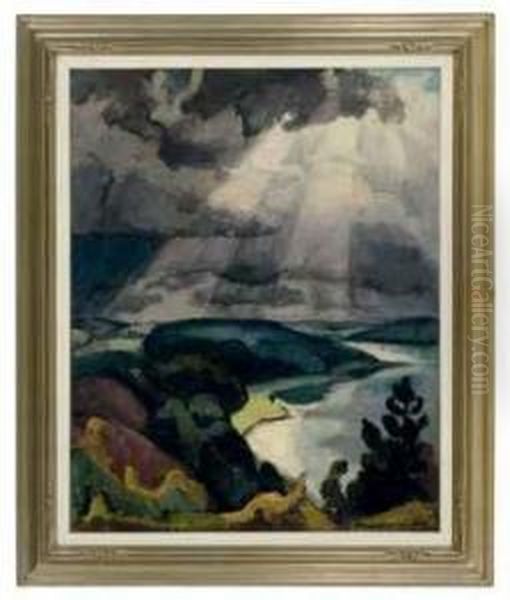 Burst Of Sunlight On A Cloudy Day Oil Painting by Einar, Lili Elbe Wegener