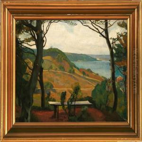 Overlooking Munkebjerg Hill In Vejle Oil Painting by Einar, Lili Elbe Wegener