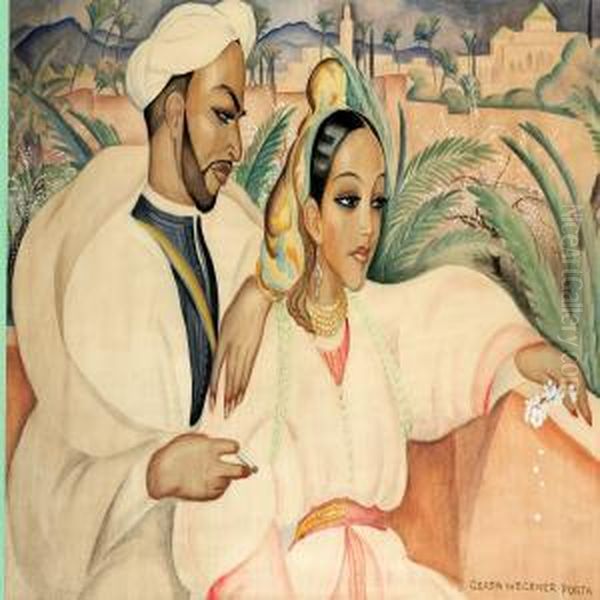 Oriental Couple, Morocco Oil Painting by Gerda Wegener