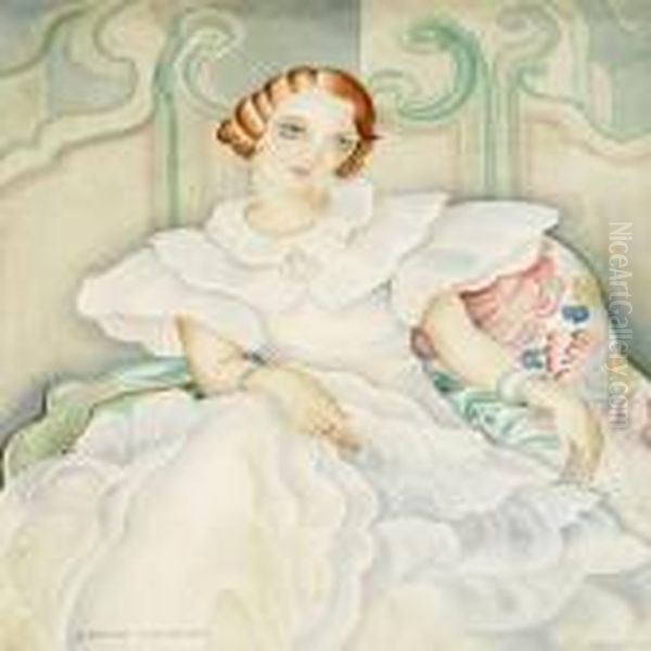 Portrait Of Brigitte Bergman Oil Painting by Gerda Wegener