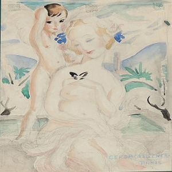 Woman And Amor Oil Painting by Gerda Wegener