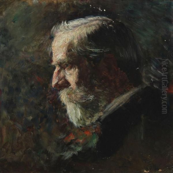 Portrait Of A Gentleman Seated En Face To The Left Oil Painting by Bertha Wegmann