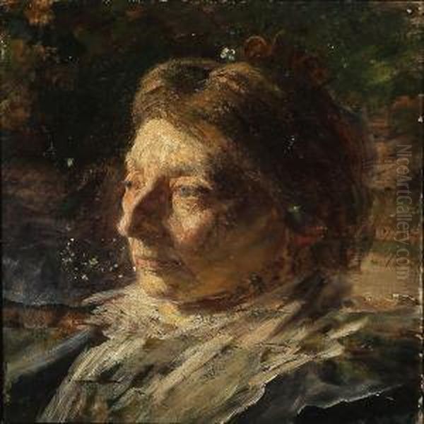 Portrait Of A Lady Oil Painting by Bertha Wegmann