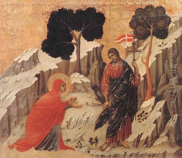 Appearence to Mary Magdalene (Noli me tangere) 1308-11 Oil Painting by Duccio Di Buoninsegna