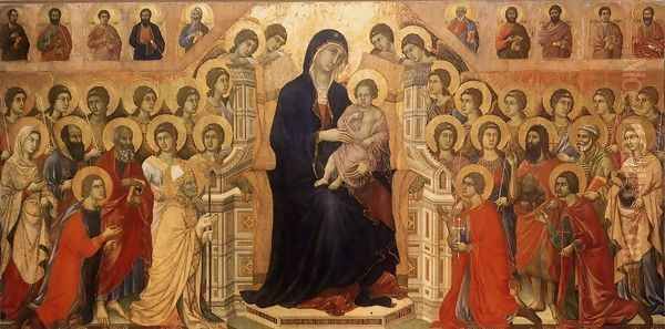 Maesta (Madonna with Angels and Saints) 1308-11 Oil Painting by Duccio Di Buoninsegna