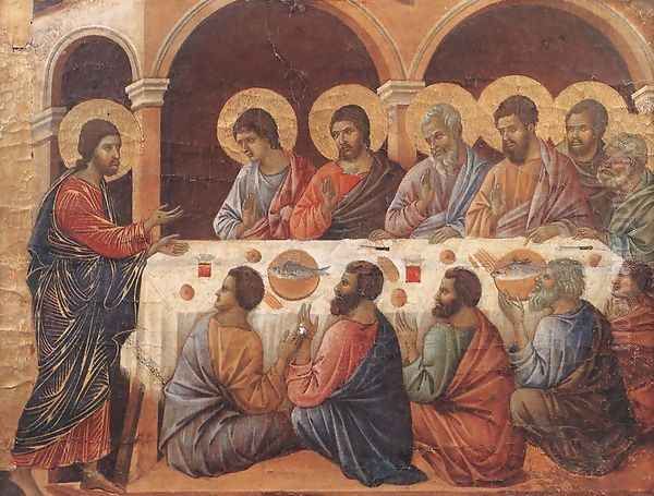 Appearence While the Apostles are at Table 1308-11 Oil Painting by Duccio Di Buoninsegna