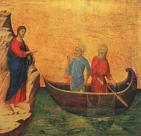 The Calling of the Apostles Peter and Andrew 1308-1311 Oil Painting by Duccio Di Buoninsegna