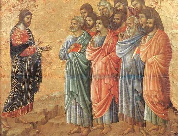 Appearence on the Mountain in Galilee 1308-11 Oil Painting by Duccio Di Buoninsegna