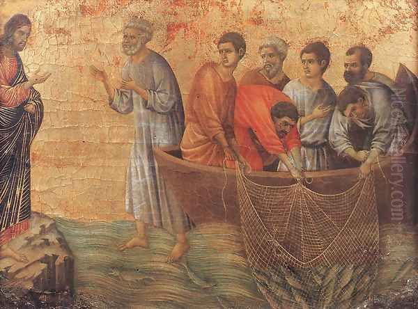 Appearence on Lake Tiberias 1308-11 Oil Painting by Duccio Di Buoninsegna