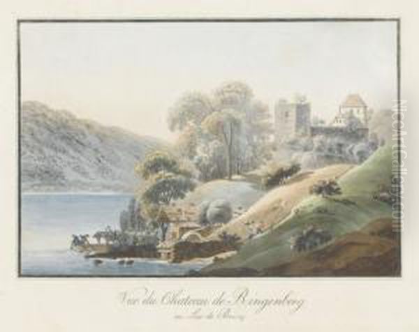 Vue Du Chateau De Ringenberg/au Lac De Brienz Oil Painting by Jakob Samuel Weibel