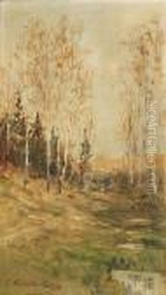 Herbstlichelandschaft Oil Painting by Eduard Weichberger