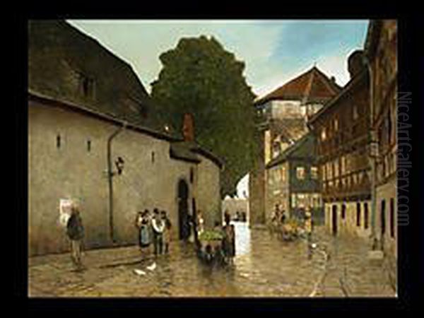 Strasse In Der Altstadt Oil Painting by Eduard Weichberger