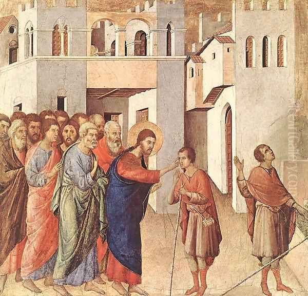 Healing of the Blind Man 1308-11 Oil Painting by Duccio Di Buoninsegna