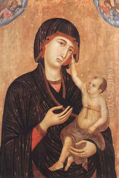 Madonna with Child and Two Angels (Crevole Madonna) 1283-84 Oil Painting by Duccio Di Buoninsegna