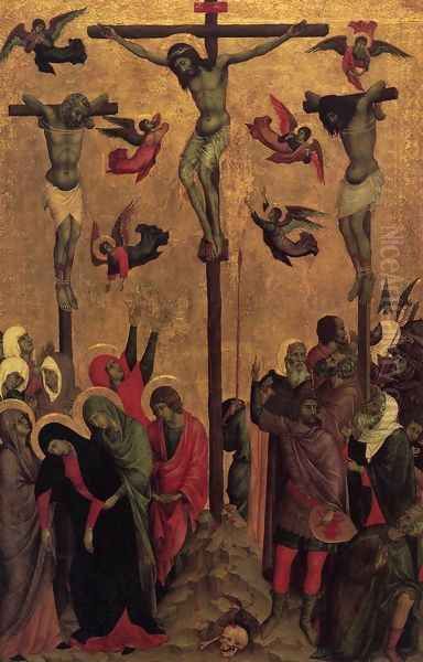 Crucifixion 1310s Oil Painting by Duccio Di Buoninsegna