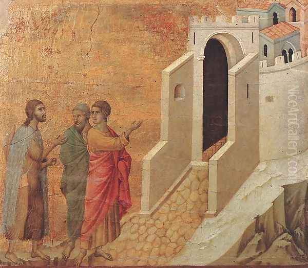 Road to Emmaus 1308-11 Oil Painting by Duccio Di Buoninsegna