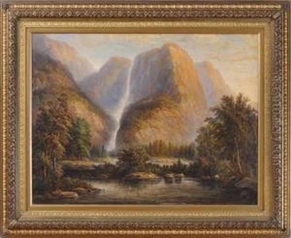 Yosemite Falls Oil Painting by Augustus Weidenbach