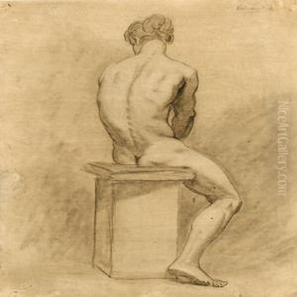 Academy Study Of A Naked Man Oil Painting by Andreas Weidenhaupt