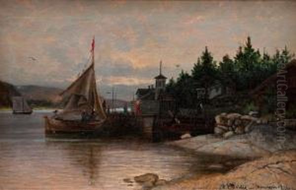 Inthe Harbour Oil Painting by Julius Weidig