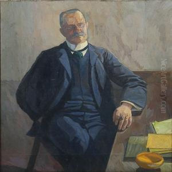 Portrait Of The Prfessor Drmed.carl Lorentzen Oil Painting by Edvard Weie