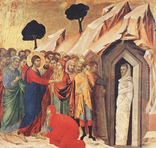 Resurrection of Lazarus 1308-11 Oil Painting by Duccio Di Buoninsegna