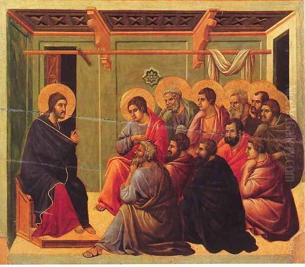 Christ Taking Leave of the Apostles 1308-11 Oil Painting by Duccio Di Buoninsegna