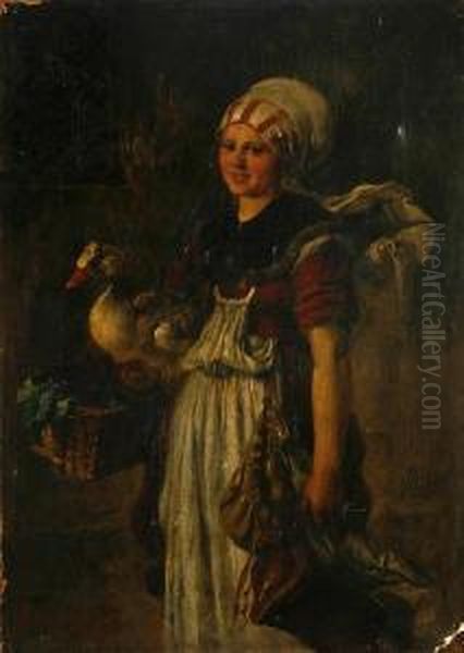 The Goose Girl Oil Painting by Konrad Weigand