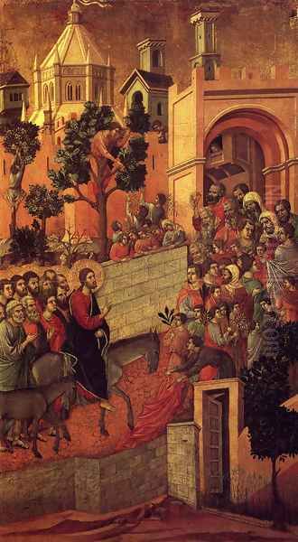 Maesta (Detail From The Maesta Alterpiece) (or Entry Into Jerusalem) Oil Painting by Duccio Di Buoninsegna