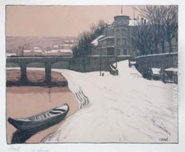 Blick Auf Diealte Brucke In Saarbrucken Im Winter Oil Painting by Otto Weil