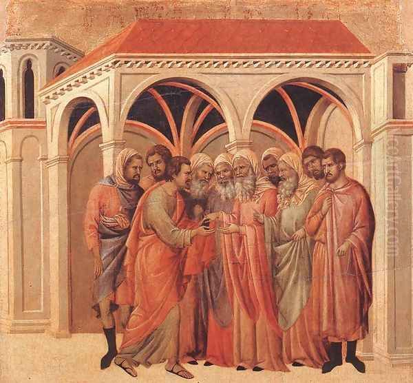 Pact of Judas 1308-11 Oil Painting by Duccio Di Buoninsegna