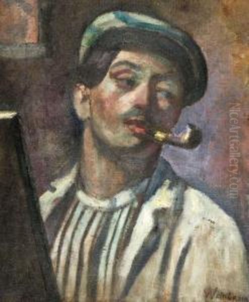 Portrait D'homme A La Pipe Oil Painting by Abraham Weinbaum