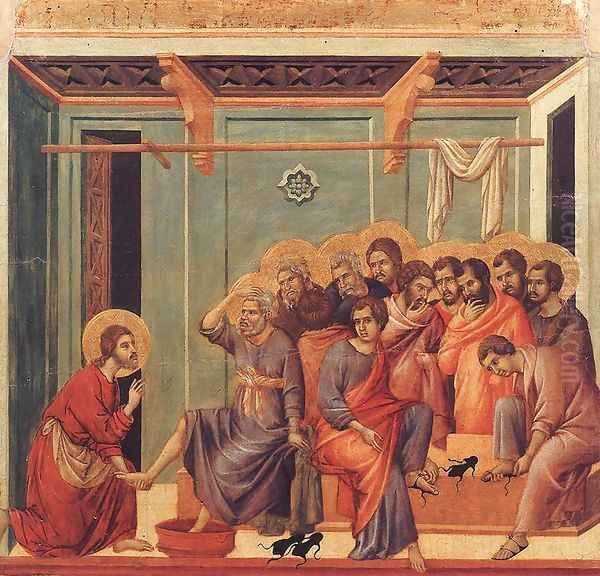 Washing of the Feet 1308-11 Oil Painting by Duccio Di Buoninsegna