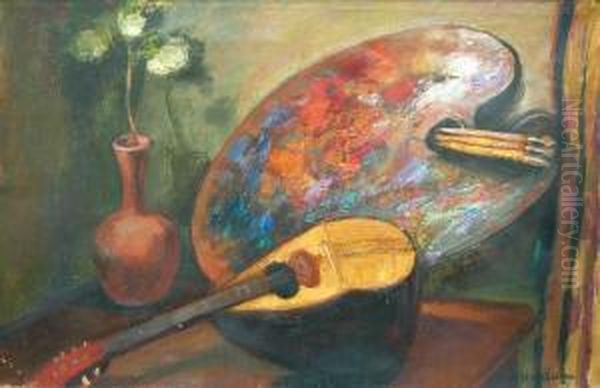 Nature Morte A La Palette Oil Painting by Abraham Weinbaum