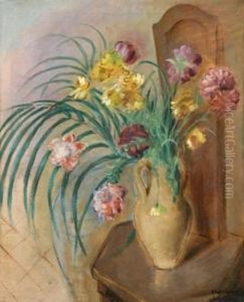 Fleurs Jaunes Dans Un Vase Oil Painting by Abraham Weinbaum