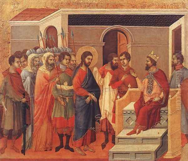 Christ Before Herod 1308-11 Oil Painting by Duccio Di Buoninsegna