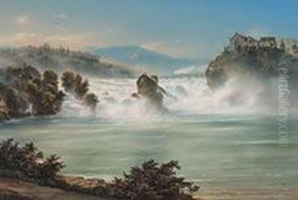 Rheinfall Bei Schaffhausen Oil Painting by Rudolph Weinmann