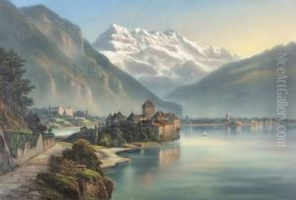 Chateau De Chillon. Oil Painting by Rudolph Weinmann