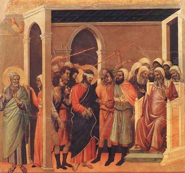 Christ Mocked 1308-11 Oil Painting by Duccio Di Buoninsegna