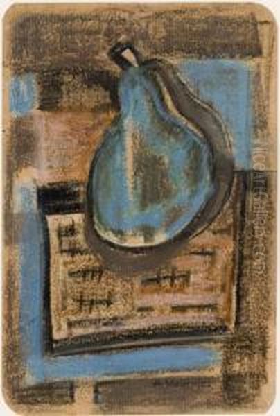 Blue Pear Oil Painting by Agnes Weinrich