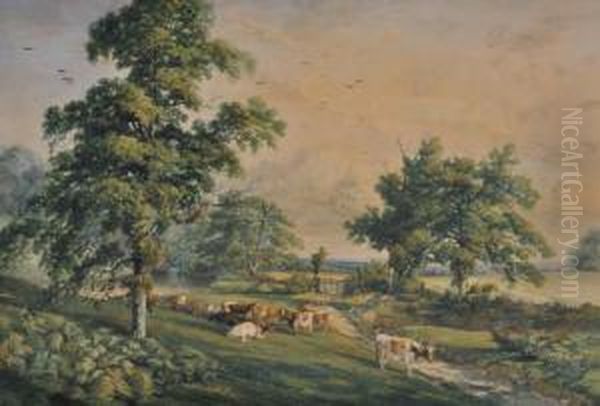 Cattle In A Meadow Oil Painting by Harrison William Weir